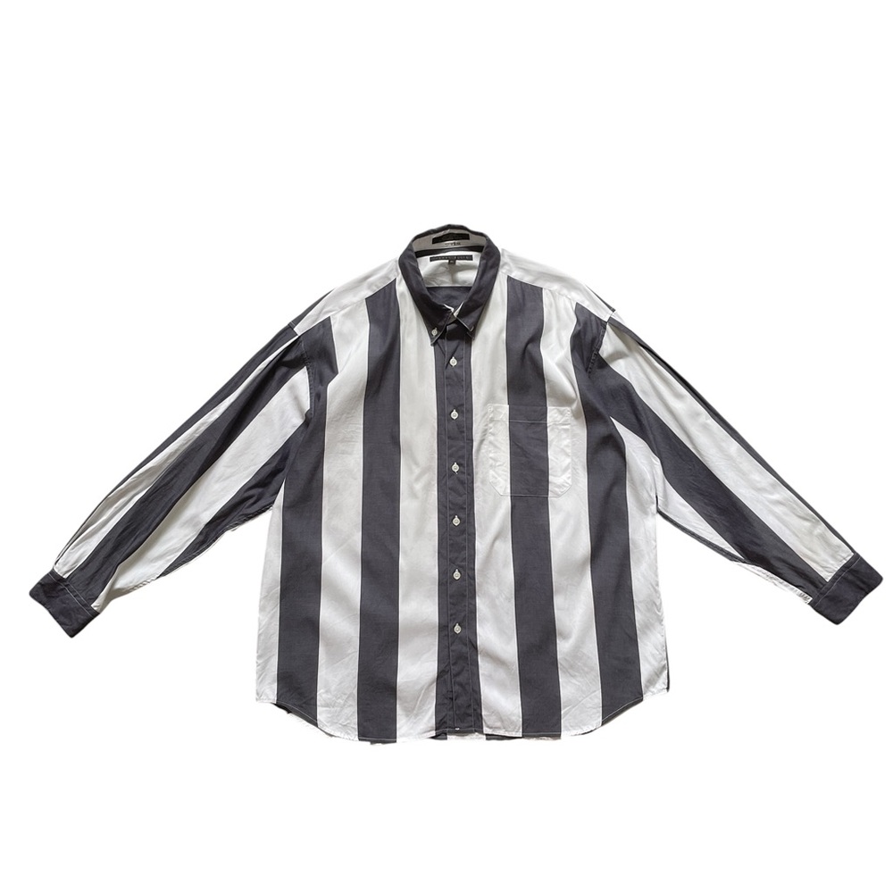 Perry Ellis Button Down Shirt, Gray and White, Size X Large